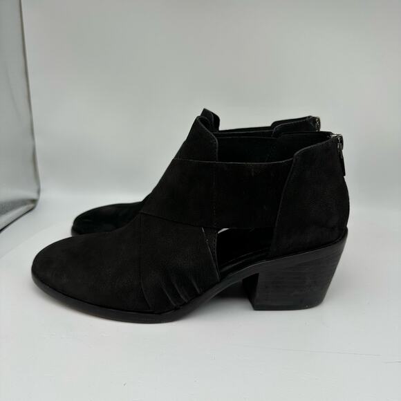 Eileen Fisher Vero Cuoio Alas Black Suede Cut Out Ankle Booties Womens Size 8.5 - Picture 7 of 14